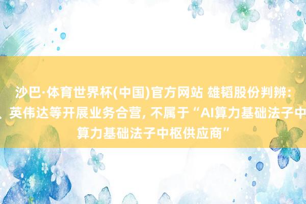 沙巴·体育世界杯(中国)官方网站 雄韬股份判辨: 未与华为、英伟达等开展业务合营, 不属于“AI算力基础法子中枢供应商”