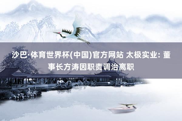 沙巴·体育世界杯(中国)官方网站 太极实业: 董事长方涛因职责调治离职