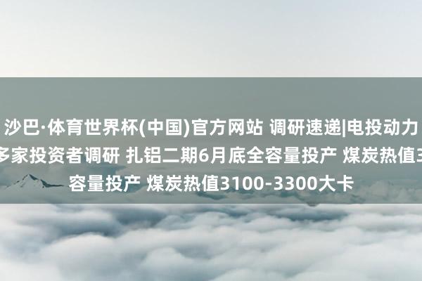沙巴·体育世界杯(中国)官方网站 调研速递|电投动力(002128)接受多家投资者调研 扎铝二期6月底全容量投产 煤炭热值3100-3300大卡
