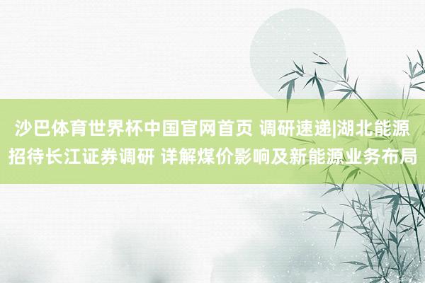 沙巴体育世界杯中国官网首页 调研速递|湖北能源招待长江证券调研 详解煤价影响及新能源业务布局