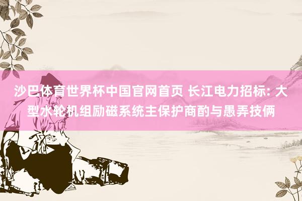 沙巴体育世界杯中国官网首页 长江电力招标: 大型水轮机组励磁系统主保护商酌与愚弄技俩
