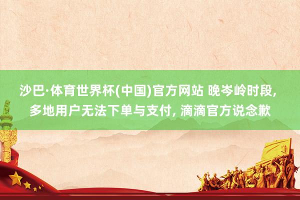 沙巴·体育世界杯(中国)官方网站 晚岑岭时段, 多地用户无法下单与支付, 滴滴官方说念歉