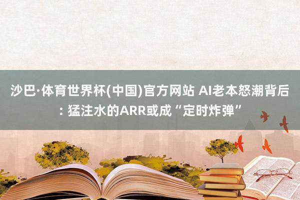 沙巴·体育世界杯(中国)官方网站 AI老本怒潮背后: 猛注水的ARR或成“定时炸弹”