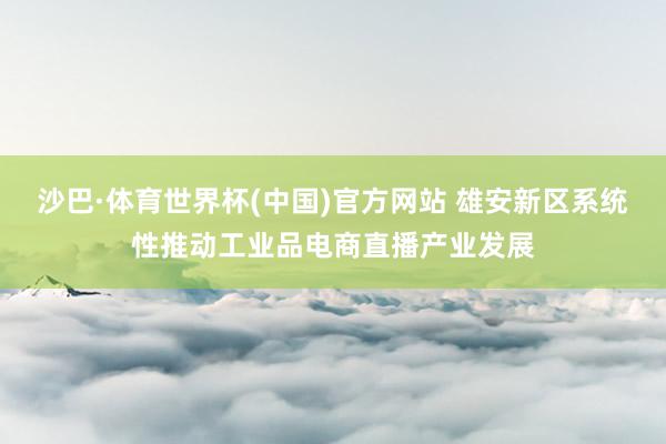 沙巴·体育世界杯(中国)官方网站 雄安新区系统性推动工业品电商直播产业发展