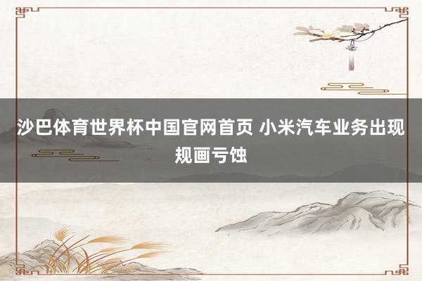沙巴体育世界杯中国官网首页 小米汽车业务出现规画亏蚀