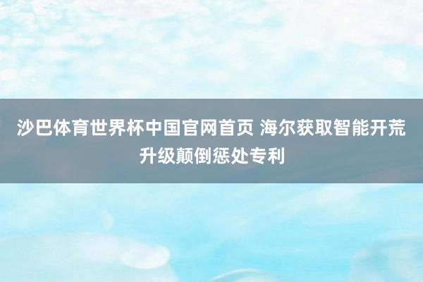 沙巴体育世界杯中国官网首页 海尔获取智能开荒升级颠倒惩处专利