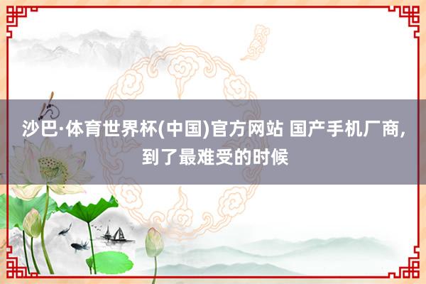 沙巴·体育世界杯(中国)官方网站 国产手机厂商, 到了最难受的时候