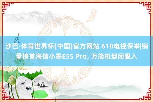 沙巴·体育世界杯(中国)官方网站 618电视保举|销量榜首海信小墨E5S Pro, 万能机型闭眼入