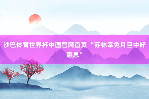 沙巴体育世界杯中国官网首页 “苏林幸免月旦中好意思”