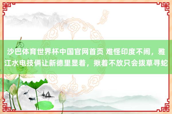 沙巴体育世界杯中国官网首页 难怪印度不闹，雅江水电技俩让新德里显着，揪着不放只会拨草寻蛇