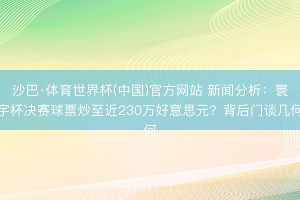 沙巴·体育世界杯(中国)官方网站 新闻分析：寰宇杯决赛球票炒至近230万好意思元？背后门谈几何
