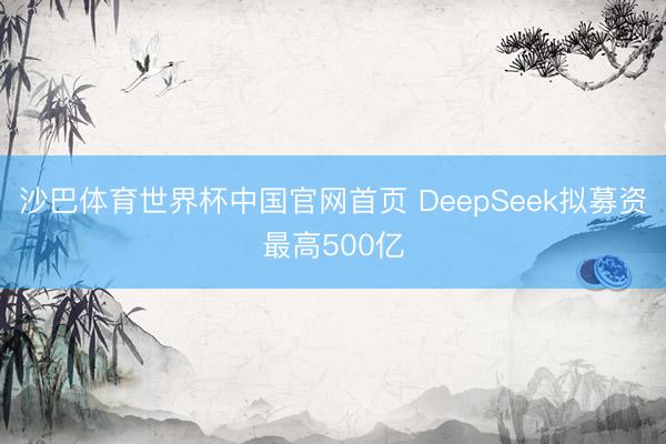 沙巴体育世界杯中国官网首页 DeepSeek拟募资最高500亿