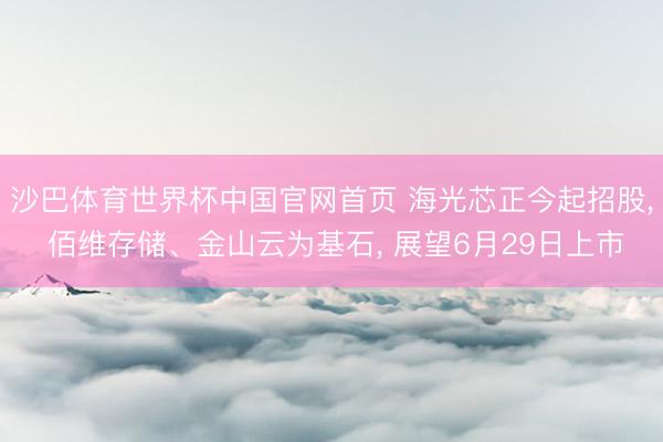 沙巴体育世界杯中国官网首页 海光芯正今起招股， 佰维存储、金山云为基石， 展望6月29日上市