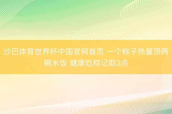 沙巴体育世界杯中国官网首页 一个粽子热量顶两碗米饭 健康吃粽记取3点