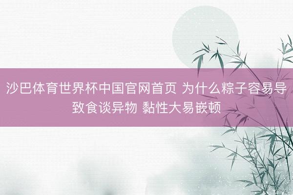 沙巴体育世界杯中国官网首页 为什么粽子容易导致食谈异物 黏性大易嵌顿